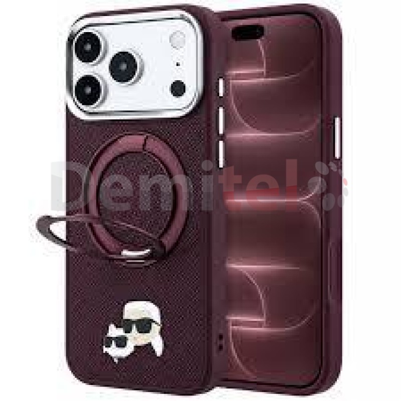 Калъф за iPhone 18 Pro Max / iPhone 17 Pro Max Karl Lagerfeld Ring Stand 360 MagSafe Бордо